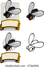 Variations of a housefly brand and label for all types of use.