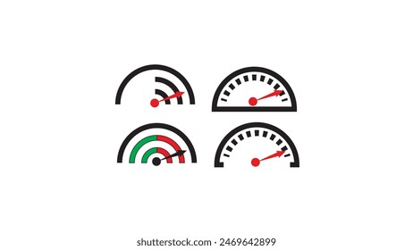 Variantes Icono de los Diseños del velocímetro, indicador rojo significa rápido y más velocidad