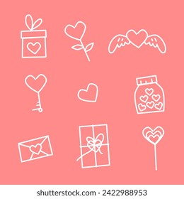 Variations of love icon. Love icon line art. 