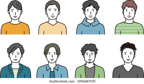 Variations of multiple moody male icons