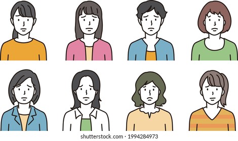 Variations of multiple moody person icons