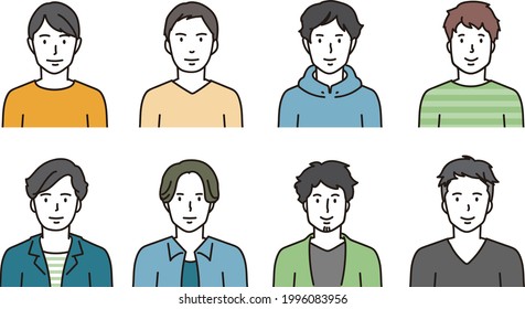 Variations of multiple smiling male icons