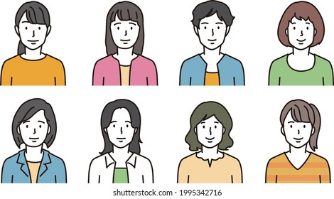 Variations of multiple smiling person icons