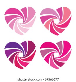 variations of pink hearts on white background