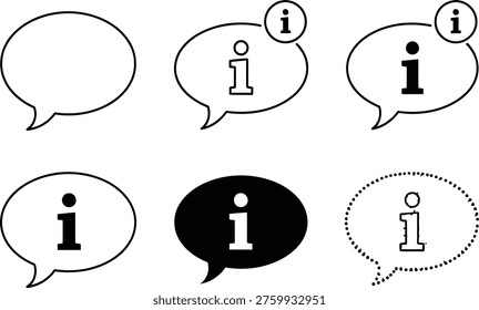 Variations of speech bubbles containing the letter i with different styles and colors Vector