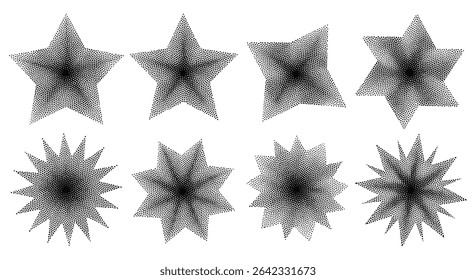Variations of Star Shapes and Styles Creating a Diverse and Distorted Visual Array