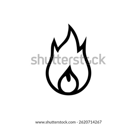 Variations of a stylized flame icon, including color and line art, representing heat, passion and fire symbol on a transparent background