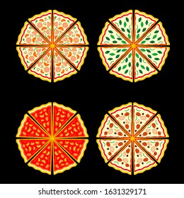 Variations in the taste of pizza design vector