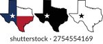 Variations of the texas state flag and outline map depiction
