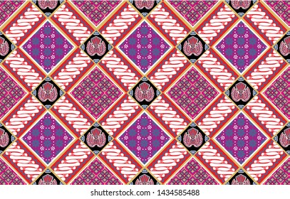 Variations of typical Indonesian batik designs, a mixture of leaf elements and fields