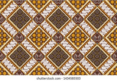 Variations of typical Indonesian batik designs, a mixture of leaf elements and fields