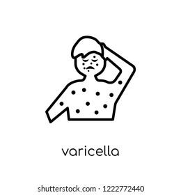 Varicella icon. Trendy modern flat linear vector Varicella icon on white background from thin line Diseases collection, editable outline stroke vector illustration