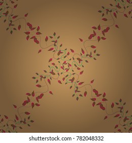 Varicolobeige, brown and red vector seamless illustration. Tropical seamless pattern with many beige, brown and red abstract flowers. Cute Floral pattern in the small flower.