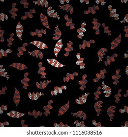 Varicoloblack, orange and brown vector seamless illustration. Design wrapping and gift paper, greeting cards, banner and posters design.