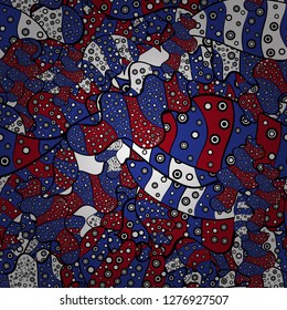 Varicoloblue, black and red vector seamless illustration. Design wrapping and gift paper, greeting cards, banner and posters design.