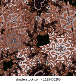 Varicolobrown, black and gray vector seamless illustration. Design wrapping and gift paper, greeting cards, banner and posters design.