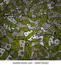 Varicologreen, black and beige vector seamless illustration. Design wrapping and gift paper, greeting cards, banner and posters design.