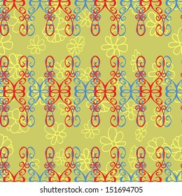 Varicoloneutral, yellow and orange vector seamless illustration. Design wrapping and gift paper, greeting cards, banner and posters design.