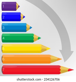 Varicolored color pencils set isolated on light background. Rainbow