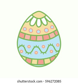 Varicolored Easter egg with ornament vector illustration.