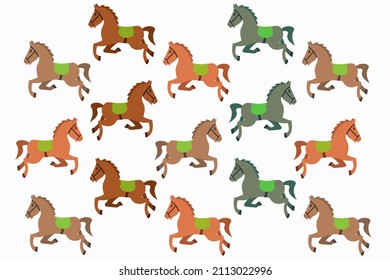 varicolored horses pattern on white background,vector illustration