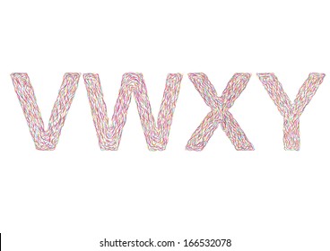 Varicolored letters V-Y. Vector illustration