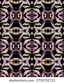 Varicolored seamless illustration. Tropical seamless pattern with many abstract flowers.