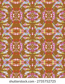 Varicolored seamless illustration. Tropical seamless pattern with many abstract flowers.