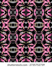 Varicolored seamless illustration. Tropical seamless pattern with many abstract flowers.