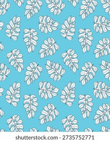 Varicolored seamless illustration. Tropical seamless pattern with many abstract flowers.