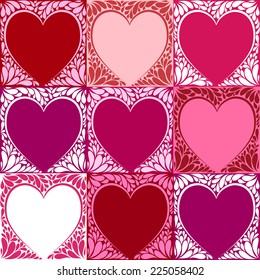 Varicolored seamless pattern with abstract hearts for Saint Valentine's Day.