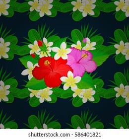 Varicolored seamless pattern on a blue background. Floral pattern for textile print, bed linen, jacket, package design, fabric and fashion concepts. Abstract vector seamless floral design.