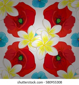 Varicolored seamless pattern on a white background. Floral pattern for textile print, bed linen, jacket, package design, fabric and fashion concepts. Abstract vector seamless floral design.