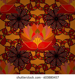 Varicolored vector seamless illustration. Tropical seamless pattern with many abstract flowers.