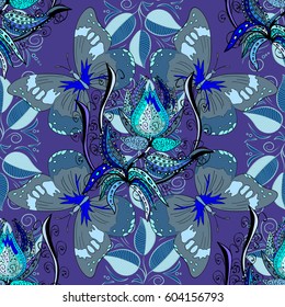 Varicolored vector seamless illustration. Tropical seamless pattern with many abstract flowers.