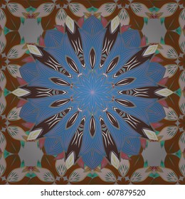 Varicolored vector seamless illustration. Tropical seamless pattern with many abstract flowers.