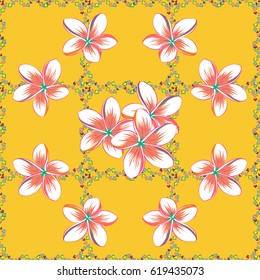 Varicolored vector seamless illustration. Tropical seamless pattern with many motley abstract flowers.
