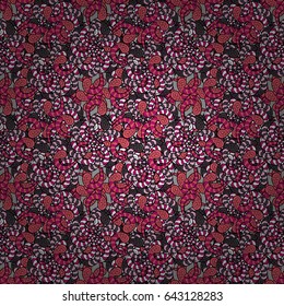 Varicolored vector seamless illustration. Tropical seamless pattern with many blue abstract flowers.