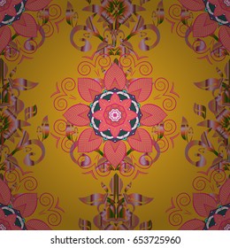 Varicolored vector seamless illustration. Tropical seamless pattern with many pink abstract flowers.