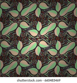 Varicolored vector seamless illustration. Tropical seamless pattern with many abstract leaves.