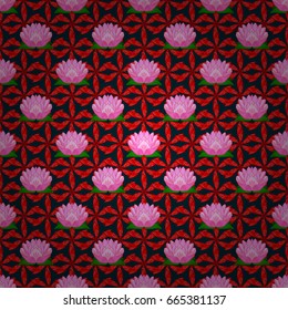 Varicolored vector seamless illustration. Tropical seamless pattern with many abstract flowers.