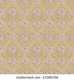 Varicolored vector seamless illustration. Tropical seamless pattern with many motley abstract flowers.