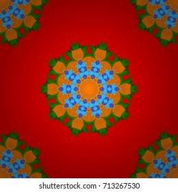 Varicolored vector seamless illustration. Tropical seamless pattern with many red, orange, green and pink abstract flowers.