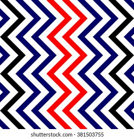 Varicolored zigzag pattern for decoration and background, for motifs of symmetry, synergy, predictability
