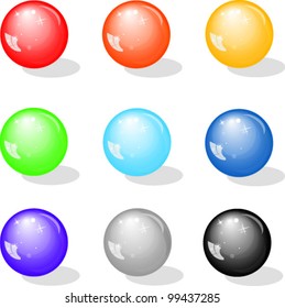 	 Varicoloured glass marbles. Vector icons