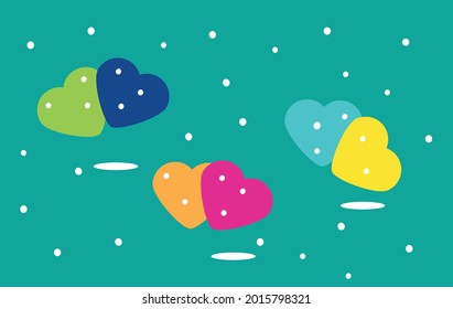 Varicoloured hearts on a green background