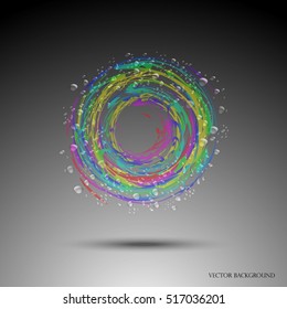 Varicoloured water circle. Whirlpool, realistic water droplets Vector illustration.