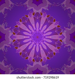 Varicoloviolet, pink and brown vector seamless illustration. Tropical seamless pattern with many violet, pink and brown abstract flowers. Cute Floral pattern in the small flower.