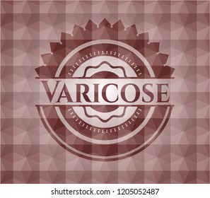 Varicose red geometric pattern emblem. Seamless.