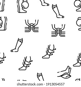 Vena Varicosa Enfermedad Vector De Patrón De Seamless Línea Delgada. Ilustraciones